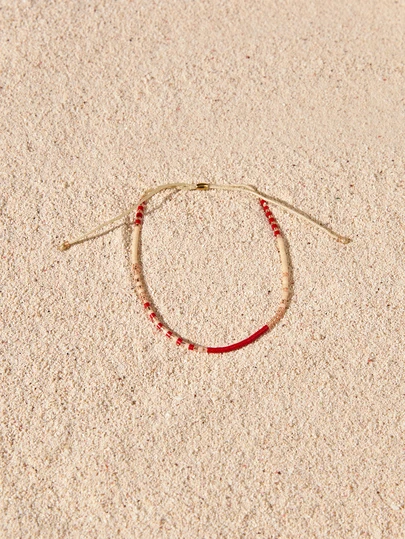 Tropiscape 1条彩色串珠可调节手链，女士款，时尚日常佩戴，适合作为新年礼物