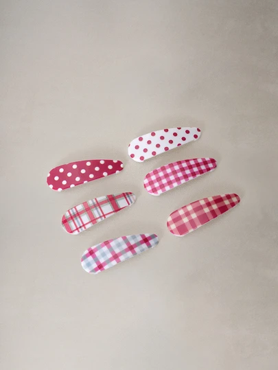 Hatastic 6/12pcs Red Polka Dot & Plaid Hair Clips, Fashion Accessories Suitable For Women, Daily Wear, Photo Shoots, Parties, Gifts Claw Clips Hair Claws Hair Barrettes, School Stuff, College, New Years, Festival Outfits, Best Friend Gifts, Hair Accessories Music Fest
