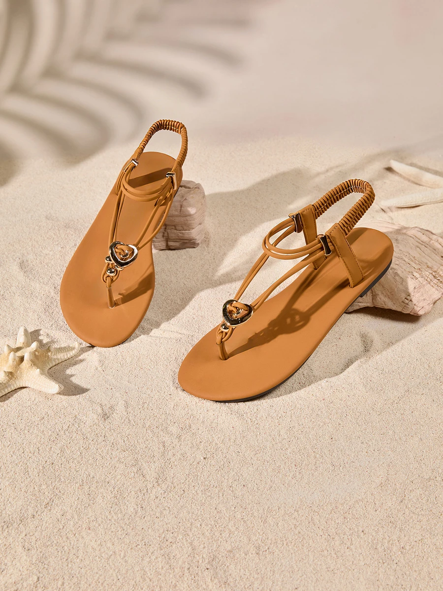 Tropiscape 4 季女士波西米亚风格一脚蹬凉鞋、防滑人字拖休闲鞋 - 棕色 - 查看 1