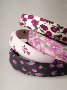 Hatastic 4件/1件裝女性花卉印花海綿髮箍，粉色、棕色、米色與紅色，時尚百搭優雅簡約設計髮飾，適合日常外出、休閒、派對、通勤、度假、馬尾、盤髮、洗臉、化妝、搭配穿搭，髮箍髮圈頭飾，開學季 - 彩色 - 查看 5