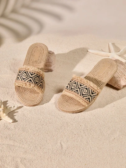 Tropiscape Women's Slippers, 2025 New Spring & Summer Beach Shoes, Lightweight Outdoor Soft Bottom Elegant Comfortable Boho Fashion Vacation Beach Summer Casual Flat Sandals