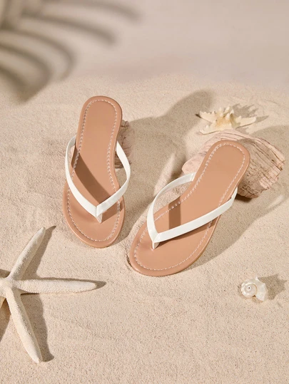 Tropiscape Plus Size Women Thong Sandals, Flat Beach Resort Casual Flip Flops