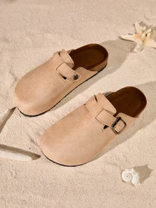 Tropiscape Women's Spring New Round Toe Thick Sole Comfortable Slip-On Casual Fashion Mules - Apricot - View 3