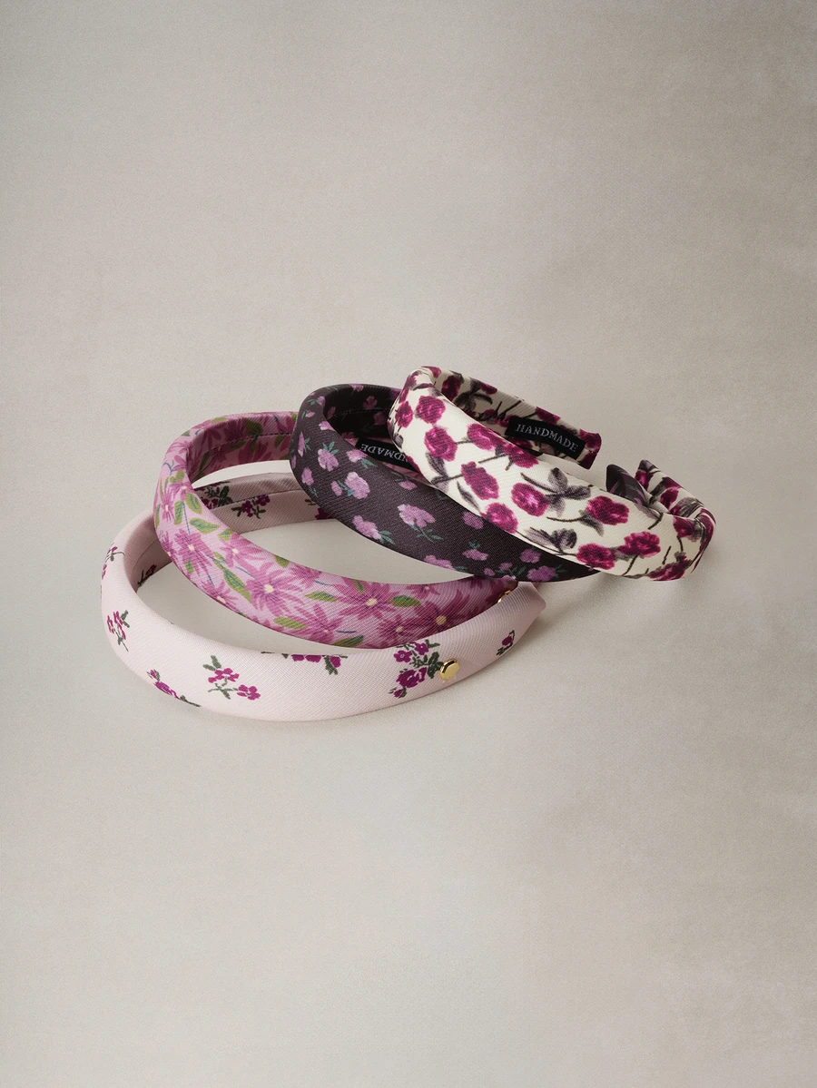Hatastic 4件/1件裝女性花卉印花海綿髮箍,粉色、棕色、米色與紅色,時尚百搭優雅簡約設計髮飾,適合日常外出、休閒、派對、通勤、度假、馬尾、盤髮、洗臉、化妝、搭配穿搭,髮箍髮圈頭飾,開學季 - 彩色 - 查看 1