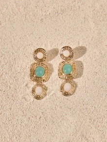 Tropiscape 1 Pair European Style Geometric Long Earrings, Exaggerated Design With Chic And High-End Vibe - Multicolor - View 2