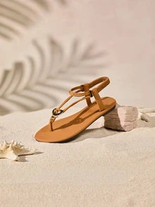 Tropiscape 4 季女士波西米亚风格一脚蹬凉鞋、防滑人字拖休闲鞋 - 棕色 - 查看 2