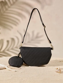 Tropiscape Modische Hüfttasche/Brusttasche, einfacher Stil Schülertasche, Rückkehr zur Schule Tasche, westliche Handtasche für Frauen, Boho-Stil Tasche für Frauen Cottagecore, Sommeroutfit - Schwarz - Übersicht 4