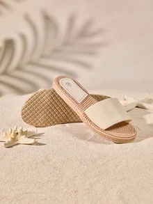 Tropiscape 度假拖鞋適用於女士針腳細節單帶拖鞋 - 米色 - 查看 3