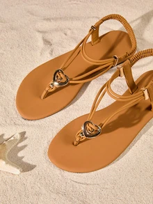 Tropiscape 4 季女士波西米亚风格一脚蹬凉鞋、防滑人字拖休闲鞋 - 棕色 - 查看 5