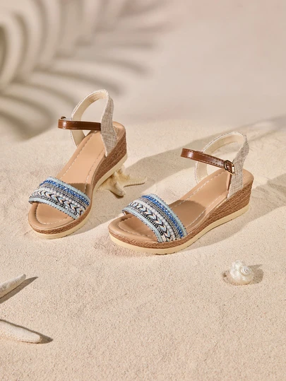 Tropiscape 女式坡跟防水台凉鞋，夏季新款户外时尚粗跟平跟带扣女士高跟鞋