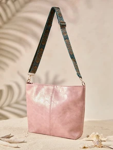 Tropiscape 2026 Summer New Fashion Handbag, Shoulder Bag, Tote Bag, High-Quality Commuter Bucket Bag For Women - Pink - View 5