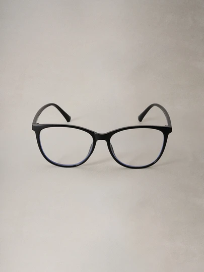 Hatastic 1副女士休闲复古猫眼黑色平底眼镜，适合日常通勤和街头时尚