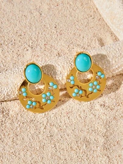 Tropiscape 1 Pair Fashionable & Creative Niche Design Bohemian Style Earrings, Suitable For Daily Wear For Women