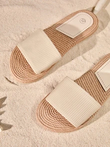 Tropiscape 度假拖鞋適用於女士針腳細節單帶拖鞋 - 米色 - 查看 5