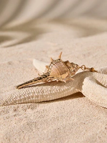 Tropiscape 1pc Shell Pendant Necklace, Bohemian Beach Jewelry For Summer - Multicolor - View 2