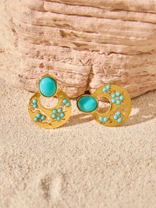 Tropiscape 1 Pair Fashionable & Creative Niche Design Bohemian Style Earrings, Suitable For Daily Wear For Women - Multicolor - View 5