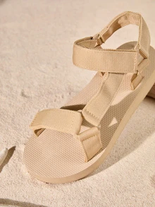 Tropiscape 女士魔術貼踝帶平底涼鞋,時尚露趾平底涼鞋 - 棕色 - 查看 4