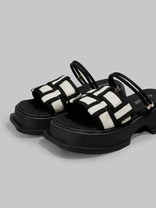 DareSee 女士厚底坡跟凉鞋 舒适露趾拖鞋 - 米色 - 查看 4