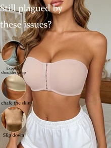 Áo lót không dây cài trước dành cho nữ, áo croptop nâng đỡ không đường may, nội y gợi cảm cho đám cưới, trang phục mùa hè. - Hồng - Xem 2