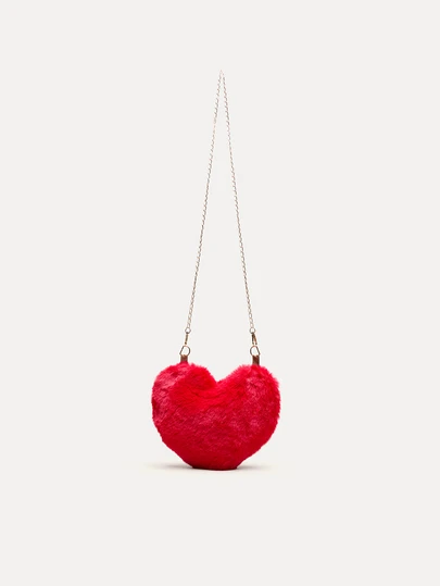 TuEzra Cute Heart-Shaped Fluffy Crossbody Bag, Stylish Zipper Wallet - Perfect Valentine's Gift For Women, Suitable For Phone, Tissue, Lipstick, Compact Multi-Function Casual Shoulder Bag, Fashionable Heart Purse, Perfectly Match With Valentine's Day Dress, Perfectly Matching With Fall Outfits Women, New Arrival Fur Bag For Women , Cute