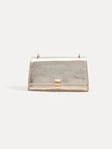 TuEzra PU皮革方包金色鏈條 - 金色 - 查看 2