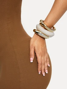 TuEzra 3pcs Resin Bangle Set, Women Simple Thick Bangle, Basic Bangle Set, Everyday Wear Stacking Bangles - Multicolor - View 5