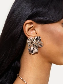 TuEzra 1 Pair Geometric Chic Iron Stud Earrings, Suitable For Weddings, Parties And Daily Wear - Yellow Gold - View 3