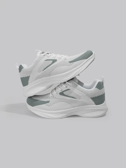 DareSee 2025 秋季女士时尚休闲运动鞋 - 透气舒适，低帮系带条纹设计跑步鞋，适合所有季节，有白色/绿色、浅粉色/蓝色、黑色/白色和深蓝色/黑色可供选择