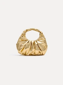 TuEzra 2024 Spring New Arrival Women Handbag, One Piece Of Solid Color Faux Pearl Glossy PU Cloud Bag, Fashionable And Concise Stitching Design With Elegant Elegant For Lady, Foldable And Wrinkled Bag Style. , New Year - Gold - View 1