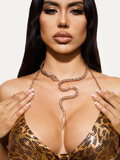 TuEzra 1 szt. Seksowny naszyjnik choker z motywem węża, stylowy INS wisiorek, odpowiedni na imprezę i święta