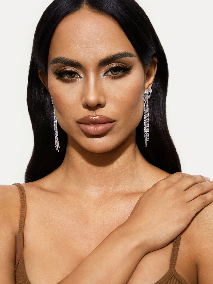 TuEzra Europe And The United States Exaggerated Retro Court Gorgeous Bow-Shaped Long CZ Women's Crystal Earrings 1 Pair Valentines,Mom,Mother,Mother's Day,Gift - DTE1516286S - View 1