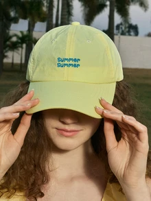 Hatastic Mũ lưỡi trai mềm mại, màu kẹo ngọt, in chữ thời trang, thoáng khí, chống nắng dành cho nữ, thích hợp cho các hoạt động ngoài trời mùa xuân/hè, du lịch, lễ hội âm nhạc. - mũ bóng chày khô nhanh - Xem 1