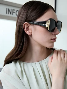 CHICVUE Classic Black Rectangle Plastic Sunglasses For Men & Women, Retro Fashion Frame, Suitable For Outdoor, Travel, Beach, Daily Life, Summer, Sun Protection, Driving Fashionable Shade Elegant Outfit Family Outings Travel Vacation Holiday For Summer Beach Vacation,Outdoor,Travel - Black - View 4