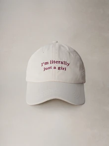 Hatastic 1件女款刺繡「I'm Literally Just A Girl」棒球帽，可調節戶外防曬帽，適合春秋旅行海灘度假，中性Y2K風格，音樂節開學穿搭 - 棒球帽 - 查看 1