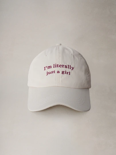 Hatastic 1pc Women's Embroidered "I'm Literally Just A Girl" Baseball Cap, Adjustable Outdoor Sun Protection Hat For Spring Autumn Travel Beach Vacation, Unisex Y2k Style Cap