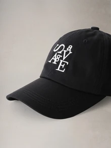 Hatastic 1件韓式Ins字母刺繡棒球帽，女款春秋款軟頂大頭圍小臉尖頂帽，適合送給朋友的生日派對、音樂節、開學季禮物 - 彩色 - 查看 2