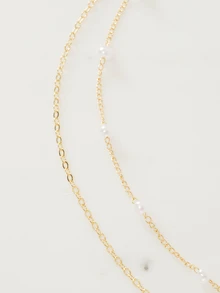 Clariva 1 pieza Collar de estilo resort de playa con estrella de mar y concha con perlas falsas, adecuado para uso diario, regalo y accesorio de moda - Amarillo Oro - Ver 3