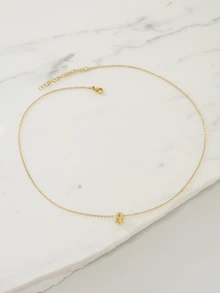 Clariva 1件极简主义泡泡字母吊坠项链，不锈钢链，女士 - 金黃色 - 查看 5