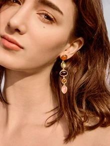 Glizzene 1pair Fashionable Retro European And American Style Simple All-Match Elegant Daily Luxury Earrings Wedding Wedding - Multicolor - View 3