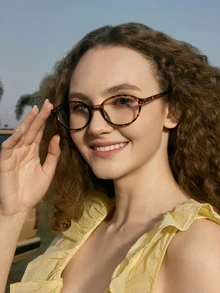 Hatastic 1 Pair Women's Fashionable Oval Glasses - Vintage Design With Rivet Decoration, Perfect For Academic Style And Clear Vision! Music Fest - Multicolor - View 5