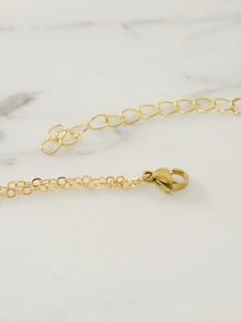 Clariva 1pc Vintage Square Brown Cubic Zirconia Pendant With Double Layer Crystal Beads Necklace, Women's Daily, Holiday, Party Accessory - Yellow Gold - View 1