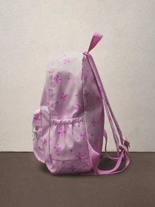 Hatastic 3 Pcs Back To School Backpack Set - Stylish Large Capacity Backpack&Lunch Bag& Pencil Case Multi-Pack,With Laptop Compartment Bow Pattern Durable Nylon Backpack Featuring Adjustable Straps Spacious Multi-Pockets - Lightweight Portable Zipper Bags For Students/Teens/Graduates Perfect For Outdoor/Travel/Middle School/High School /College, Bags For University, University Essentials Music Fest - Pink - View 2