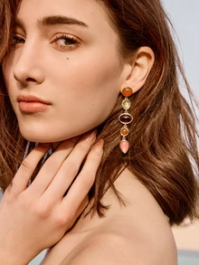 Glizzene 1pair Fashionable Retro European And American Style Simple All-Match Elegant Daily Luxury Earrings Wedding Wedding - Multicolor - View 4