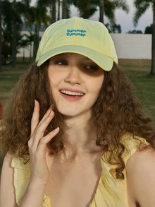 Hatastic Mũ lưỡi trai mềm mại, màu kẹo ngọt, in chữ thời trang, thoáng khí, chống nắng dành cho nữ, thích hợp cho các hoạt động ngoài trời mùa xuân/hè, du lịch, lễ hội âm nhạc. - mũ bóng chày khô nhanh - Xem 5