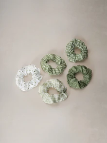 Hatastic 5pcs Women's 9cm/3.54in Polka Dot Plaid Green Floral Scrunchies, Fashionable Versatile High-End Elegant Minimalist Solid Color Hair Ties, Suitable For Daily Outings, Casual, Party, Commute, Beach, Vacation, Ponytail, Bun, Washing Face, Makeup, Outfit Accessory Makeup Home Gym Woman Accessories Head Accessories Music Fest Back To School - Green - View 3