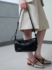 CHICVUE Bolso de hombro estilo europeo vintage y retro, con cremallera, hecho con diseño estilo hippie para un aspecto único, se puede usar como bolso de mano o bolso de sobaco, bolso casual de negocios para mujer, perfecto para la oficina, los negocios y el trabajo, bolso japonés, bolso vintage para mujer - Negro - Ver 4