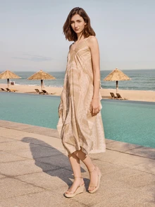 Glizzene Sandales compensées à plateforme imperméable style vintage tressé avec semelle unique en lin, bride élastique, boucle sur le dessus des orteils, design slingback pour femmes. Idéal pour les tenues de printemps et d'été, style bohème, sandales à talons hauts sexy et confortables pour la Saint-Valentin, le mariage - Nude - Voir 4