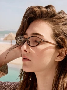 Glizzene Fashionable Women's Small Frame Oval Stylish High-End European And American Versatile Transparent Glasses, Essential For Commuting And Back To School Wedding Wedding - Clear - View 3