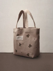 Hatastic 1 chiếc túi tote vải canvas Mibai Kaqi dành cho nữ, họa tiết gấu màu hồng và xanh nhạt, túi xách tay nữ, túi đeo vai, quà sinh nhật cho mẹ, túi đeo chéo, túi công sở, túi đi học, túi xách nhỏ, túi vải canvas, túi tote có khóa kéo, túi tote đeo vai nữ, màu xanh dương chủ đề lễ hội âm nhạc. - Nhiều màu - Xem 1