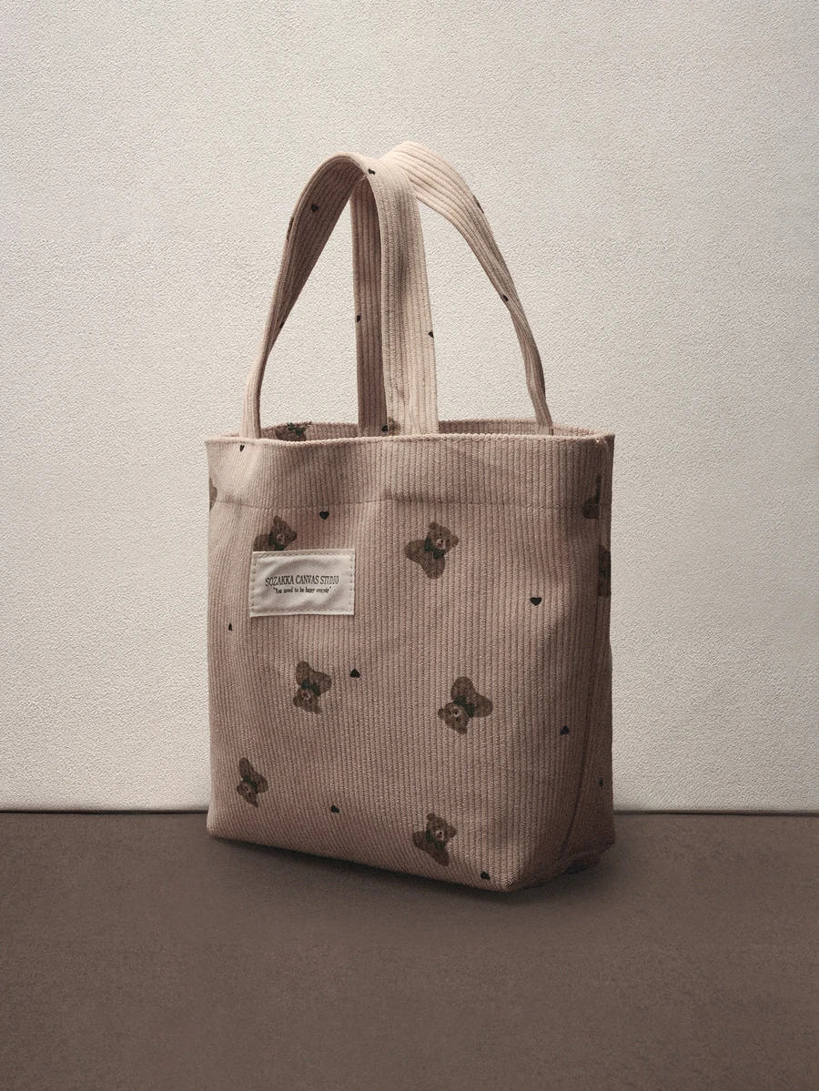 Hatastic 1 chiếc túi tote vải canvas Mibai Kaqi dành cho nữ, họa tiết gấu màu hồng và xanh nhạt, túi xách tay nữ, túi đeo vai, quà sinh nhật cho mẹ, túi đeo chéo, túi công sở, túi đi học, túi xách nhỏ, túi vải canvas, túi tote có khóa kéo, túi tote đeo vai nữ, màu xanh dương chủ đề lễ hội âm nhạc. - Nhiều màu - Xem 1